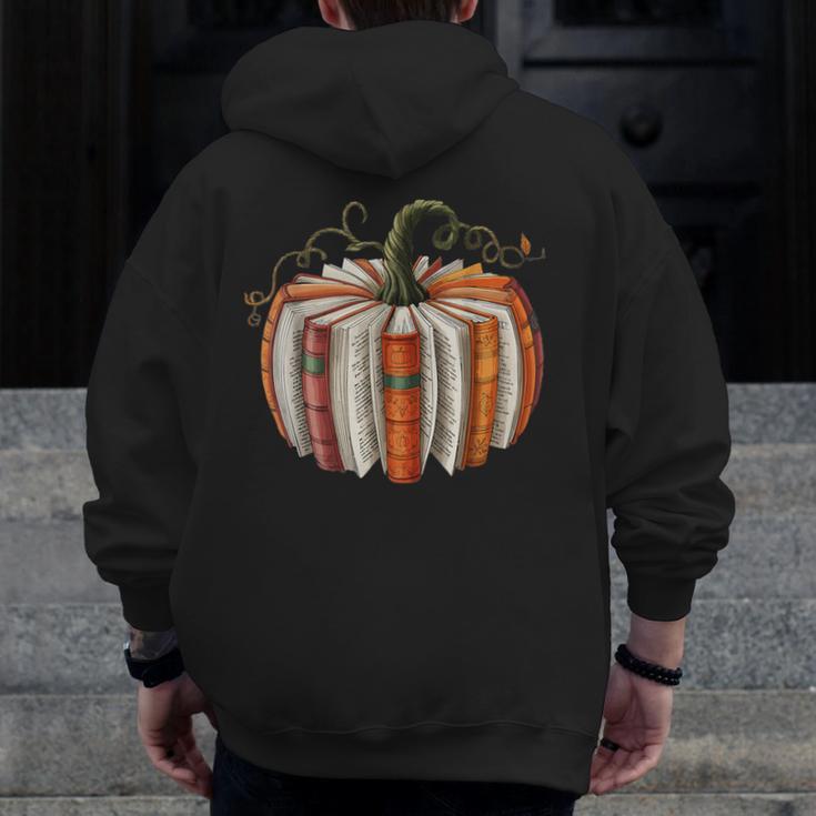 Vintage Book Pumpkin Autumn Fall Librarians Bookworm Teacher Men Zip Up Hoodie Back Print, funny design Vintage Book Pumpkin Autumn Fall Librarians Bookworm Teacher Men Zip Up Hoodie Back Print, funny design