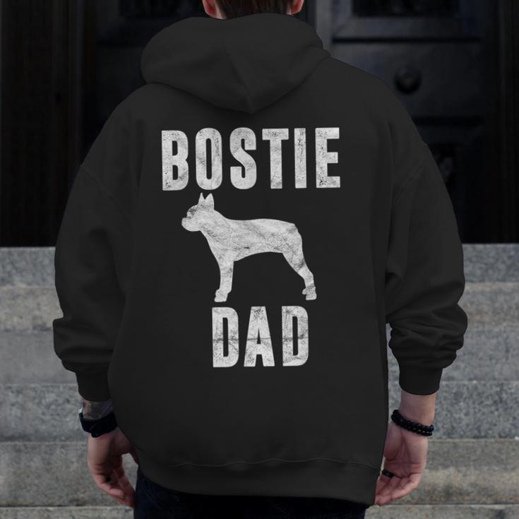 Vintage Boston Terrier Dad Dog Daddy Bostie Father Men Zip Up Hoodie Back Print, Couple Gifts, Boston Terrier Dad Gifts, funny design