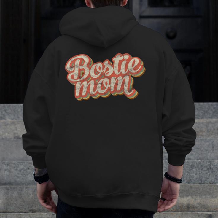 Vintage Boston Terrier Mom Dog Lover Pet Bostie Mama Men Women Girls Kids Men Zip Up Hoodie Back Print, Couple Gifts, Mom Gifts, Boston Terrier Mom Gifts, funny design