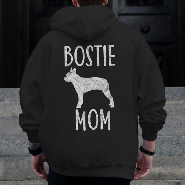 Vintage Boston Terrier Mom Dog Owner Bostie Mother Men Zip Up Hoodie Back Print, Couple Gifts, Mom Gifts, Boston Terrier Mom Gifts, funny design