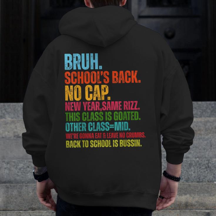 Vintage Bruh We Back No Cap Bruh We'Re Back Student Teacher Men Zip Up Hoodie Back Print, funny design Vintage Bruh We Back No Cap Bruh We'Re Back Student Teacher Men Zip Up Hoodie Back Print, funny design
