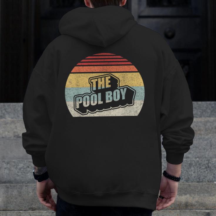 Vintage Retro The Pool Boy Men Zip Up Hoodie Back Print, funny design