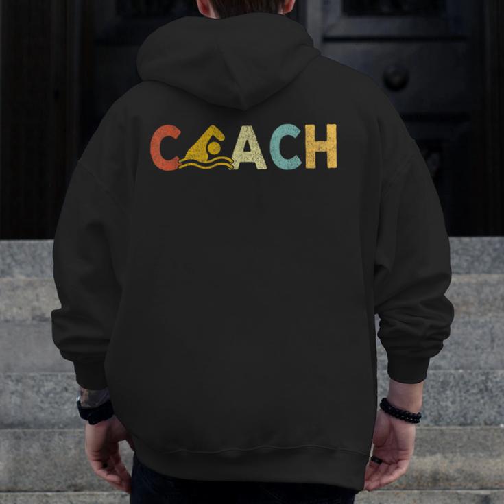 Vintage Swim Coach Swimming Coach Swim Teacher Swimmer Retro Men Zip Up Hoodie Back Print, funny design Vintage Swim Coach Swimming Coach Swim Teacher Swimmer Retro Men Zip Up Hoodie Back Print, funny design