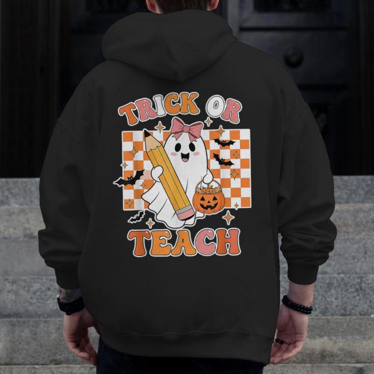 Vintage Teacher Shirt Women Trick Or Teach Halloween Men Zip Up Hoodie Back Print, funny design Vintage Teacher Shirt Women Trick Or Teach Halloween Men Zip Up Hoodie Back Print, funny design