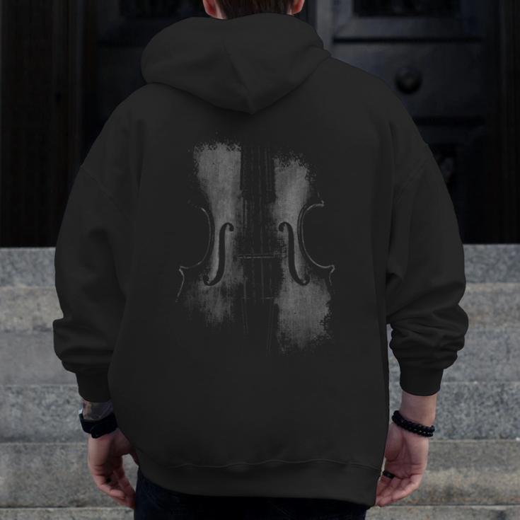 Violin Player Instrument Music Teacher Musical Violinist Men Zip Up Hoodie Back Print, funny design