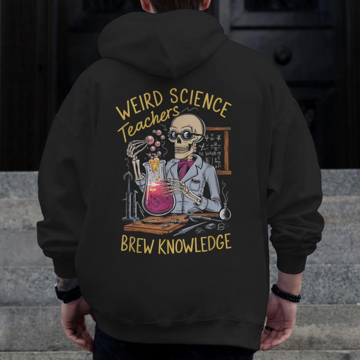 Weird Science Skeleton Halloween Teachers Brew Knowledge Men Zip Up Hoodie Back Print, Science Teacher Gifts, funny design Weird Science Skeleton Halloween Teachers Brew Knowledge Men Zip Up Hoodie Back Print, Science Teacher Gifts, funny design