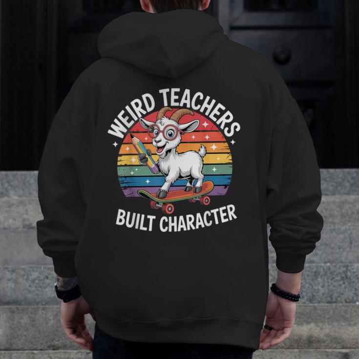 Weird Teachers Build Character Teacher Men Zip Up Hoodie Back Print, funny design Weird Teachers Build Character Teacher Men Zip Up Hoodie Back Print, funny design