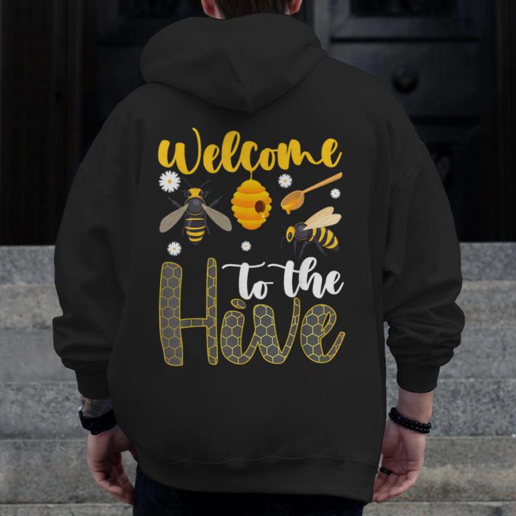 Welcome To The Hive Bee Teacher Back To School Men Zip Up Hoodie Back Print, funny design Welcome To The Hive Bee Teacher Back To School Men Zip Up Hoodie Back Print, funny design