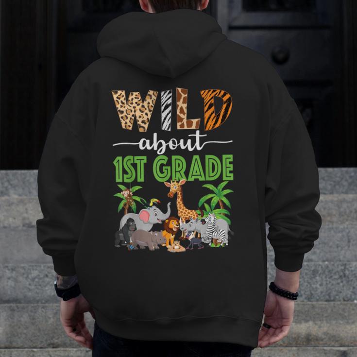 Wild About 1st Grade Teacher Student First Grade Zoo Safari Men Zip Up Hoodie Back Print, First Grade Teacher Gifts, funny design Wild About 1st Grade Teacher Student First Grade Zoo Safari Men Zip Up Hoodie Back Print, First Grade Teacher Gifts, funny design