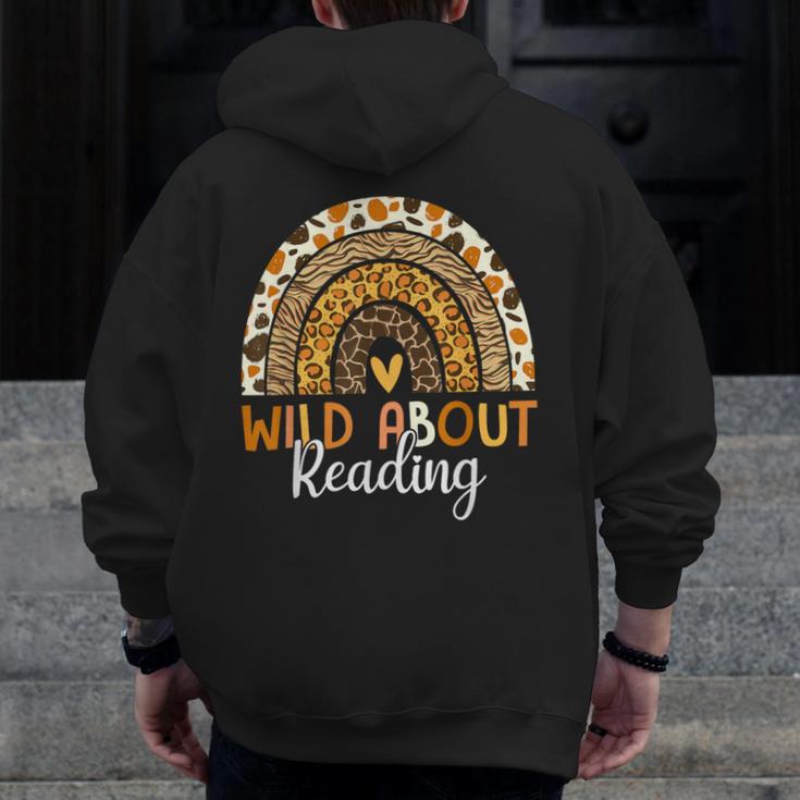 Wild About Reading Teacher Back To School Leopard Rainbow Men Zip Up Hoodie Back Print, funny design Wild About Reading Teacher Back To School Leopard Rainbow Men Zip Up Hoodie Back Print, funny design