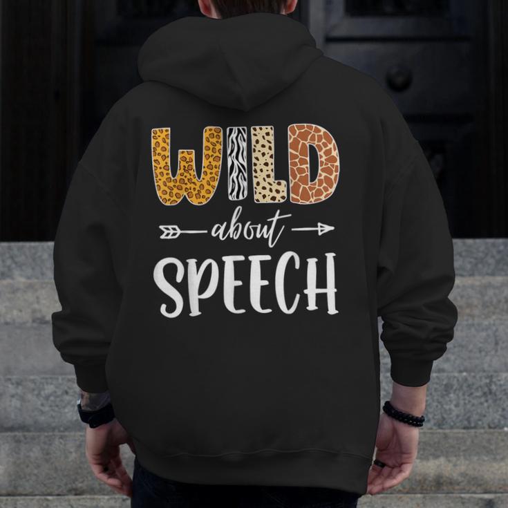 Wild About Speech SLP Leopard Teacher Back To School Kids Men Zip Up Hoodie Back Print, funny design Wild About Speech SLP Leopard Teacher Back To School Kids Men Zip Up Hoodie Back Print, funny design