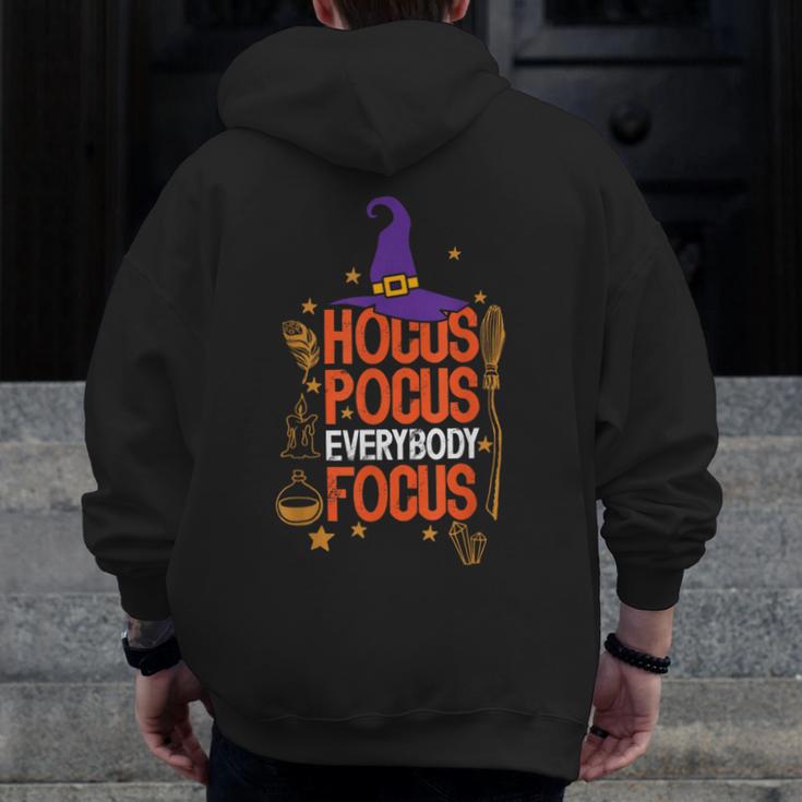 Witchy Halloween Hocus Pocus Everybody Focus Teacher Pumpkin Men Zip Up Hoodie Back Print, funny design Witchy Halloween Hocus Pocus Everybody Focus Teacher Pumpkin Men Zip Up Hoodie Back Print, funny design