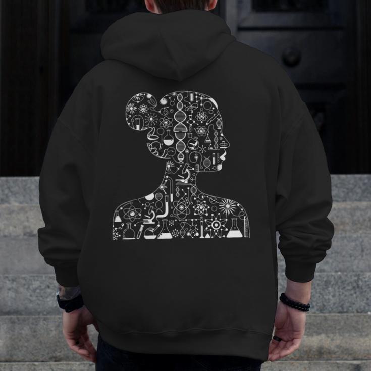 Women In Science Scientific Teacher Appreciation Chemistry Men Zip Up Hoodie Back Print, Science Teacher Gifts, funny design