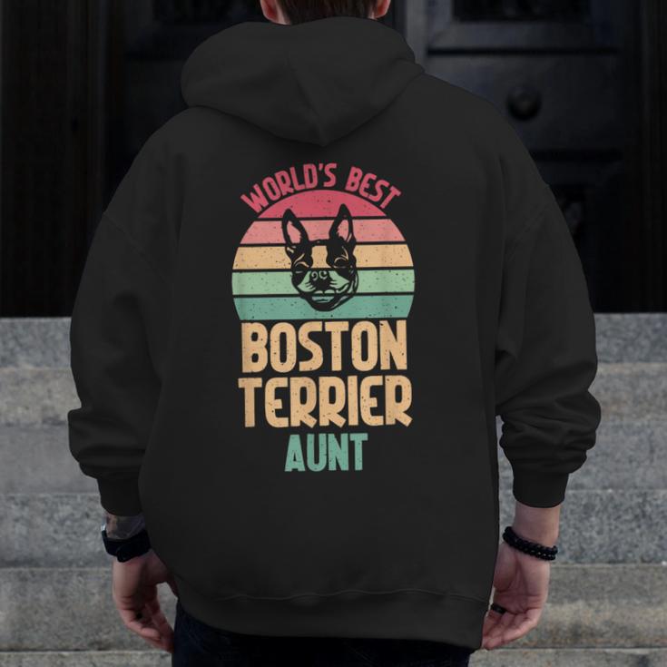 Worlds Best Boston Terrier Aunt Men Zip Up Hoodie Back Print, funny design