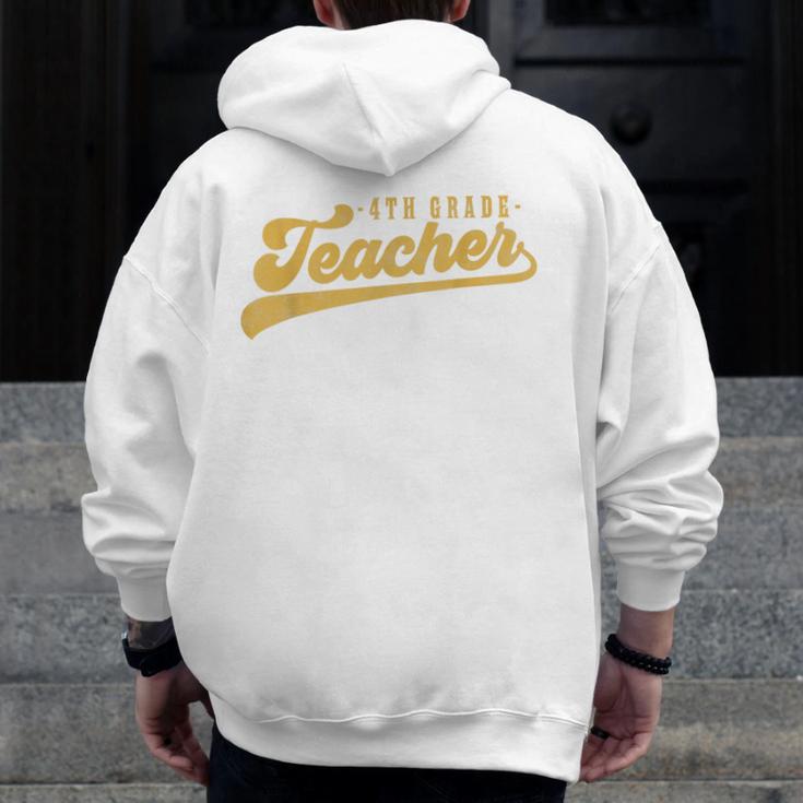 4th Grade Teacher Cute Vintage Graphic Fourth Grade Teacher Men Zip Up Hoodie Back Print, 4th Grade Teacher Gifts, funny design