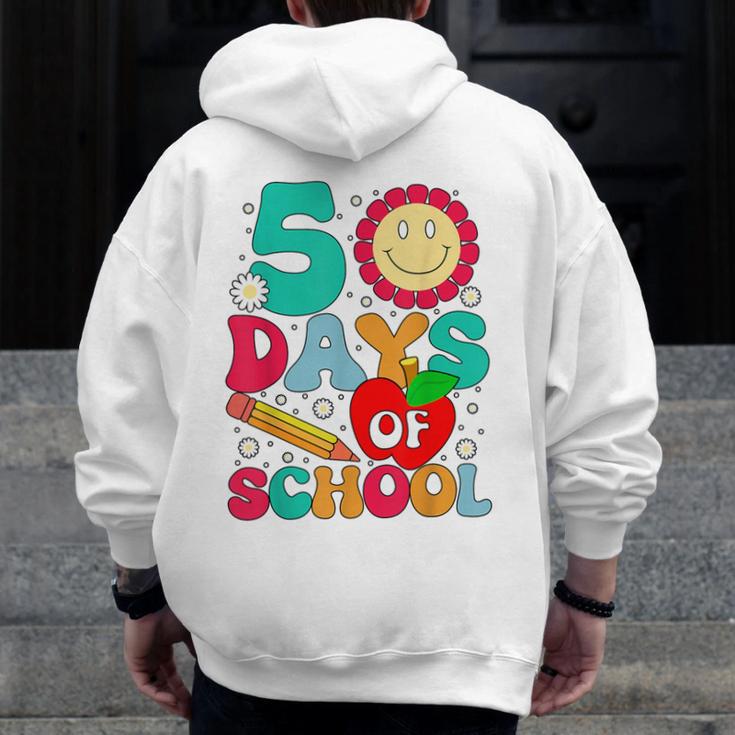 50 Days Of School Teacher Happy 50th Day Of School Kids Men Zip Up Hoodie Back Print, funny design 50 Days Of School Teacher Happy 50th Day Of School Kids Men Zip Up Hoodie Back Print, funny design