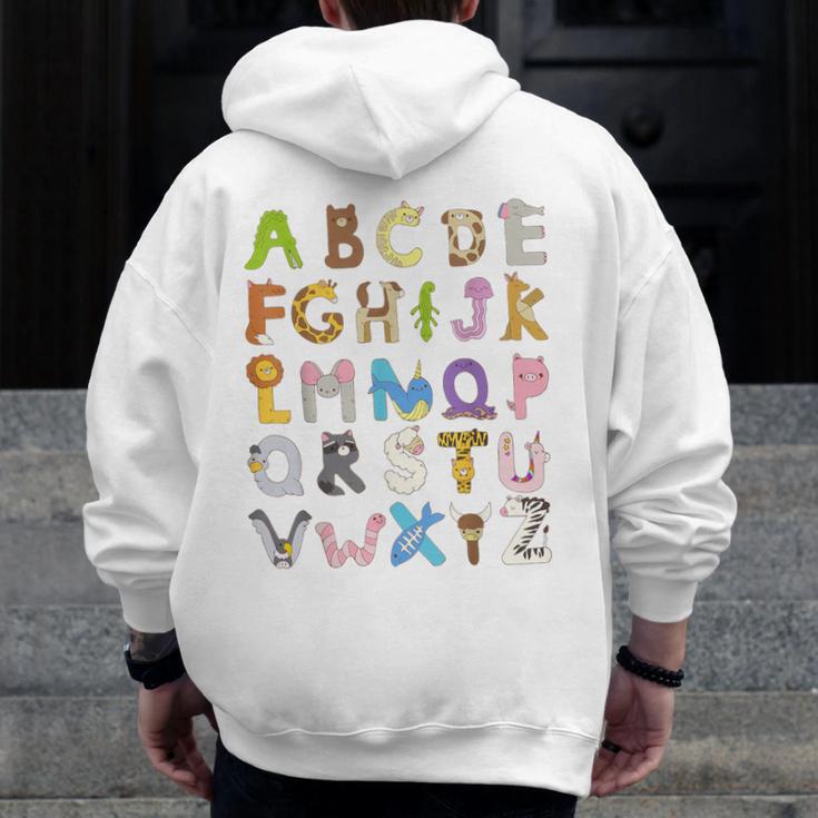 ABC Animals Alphabet Graphic Boys Girls Kindergarten Teacher Men Zip Up Hoodie Back Print, funny design ABC Animals Alphabet Graphic Boys Girls Kindergarten Teacher Men Zip Up Hoodie Back Print, funny design