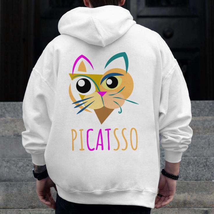 Abstract Cat Art Picatsso Shirt For Art Teachers Men Zip Up Hoodie Back Print, funny design Abstract Cat Art Picatsso Shirt For Art Teachers Men Zip Up Hoodie Back Print, funny design