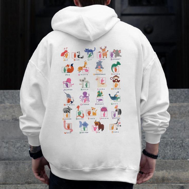 American Sign Language For Teachers ASL Alphabet Men Zip Up Hoodie Back Print, funny design
