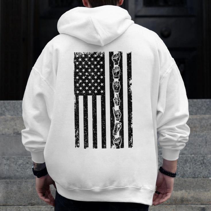 ASL Flag Sign Language Deaf ASL Teacher For Men Women Men Zip Up Hoodie Back Print, funny design ASL Flag Sign Language Deaf ASL Teacher For Men Women Men Zip Up Hoodie Back Print, funny design