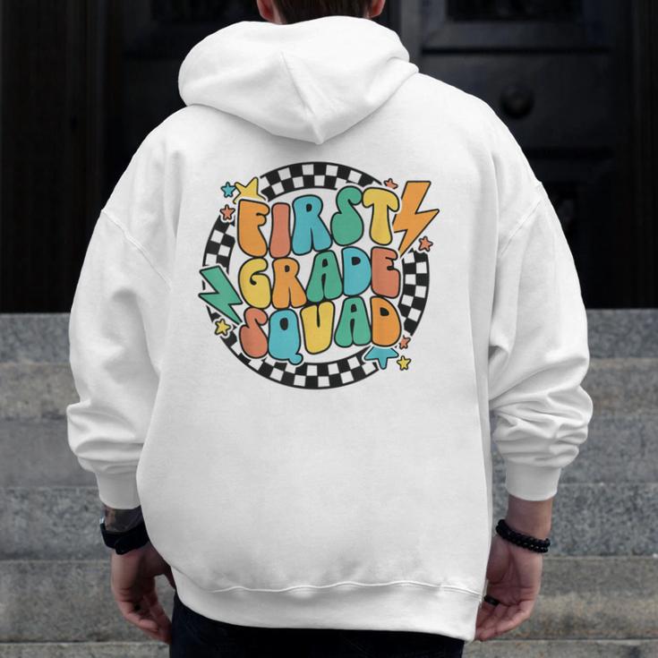 Back To School Groovy Teacher 1st First Grade Crew Squad Men Zip Up Hoodie Back Print, Groovy Teacher Gifts, First Grade Teacher Gifts, funny design Back To School Groovy Teacher 1st First Grade Crew Squad Men Zip Up Hoodie Back Print, Groovy Teacher Gifts, First Grade Teacher Gifts, funny design