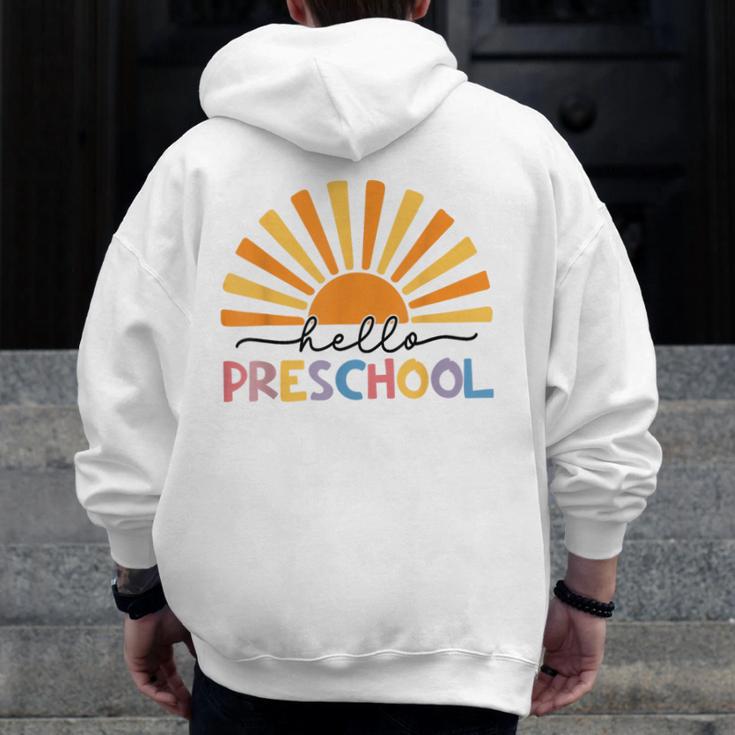 Back To School Hello Preschool For Kids Teacher Women Men Zip Up Hoodie Back Print, funny design Back To School Hello Preschool For Kids Teacher Women Men Zip Up Hoodie Back Print, funny design