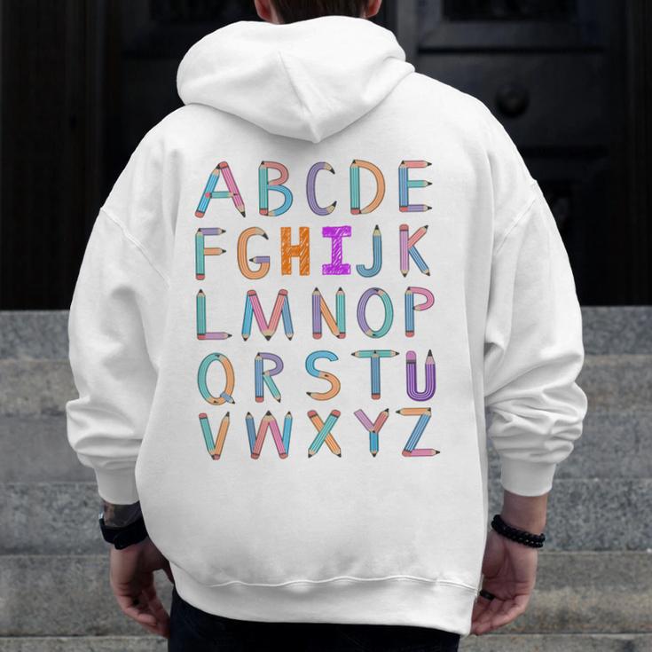 Back To School Kindergarten Alphabet ABC Teacher Women Kids Men Zip Up Hoodie Back Print, funny design Back To School Kindergarten Alphabet ABC Teacher Women Kids Men Zip Up Hoodie Back Print, funny design