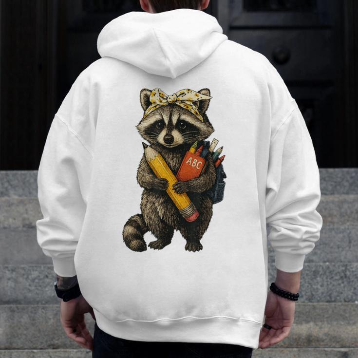 Back To School Raccoon Teachers Student Kids Men Zip Up Hoodie Back Print, funny design