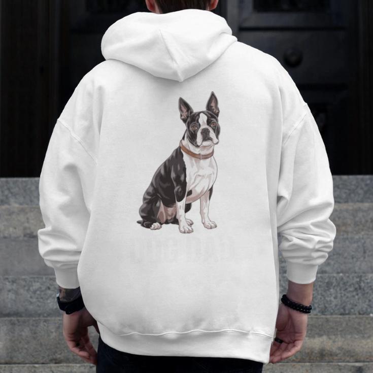Boston Terrier Dog Dad Boston Terrier Dog Lovers Men Zip Up Hoodie Back Print, Couple Gifts, Boston Terrier Dad Gifts, funny design