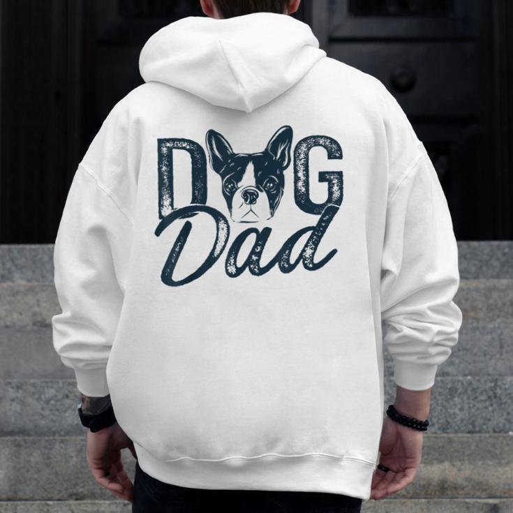 Boston Terrier Dog Dad Men Zip Up Hoodie Back Print, Couple Gifts, Boston Terrier Dad Gifts, funny design