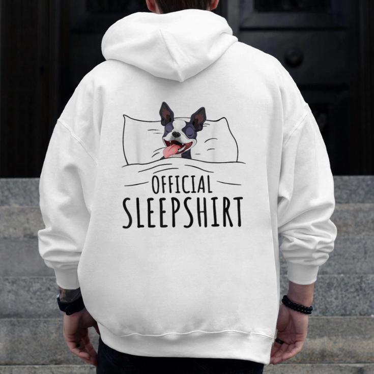 Boston Terrier Dog Lovers Sleepshirt Apparel Men Women Men Zip Up Hoodie Back Print, funny design