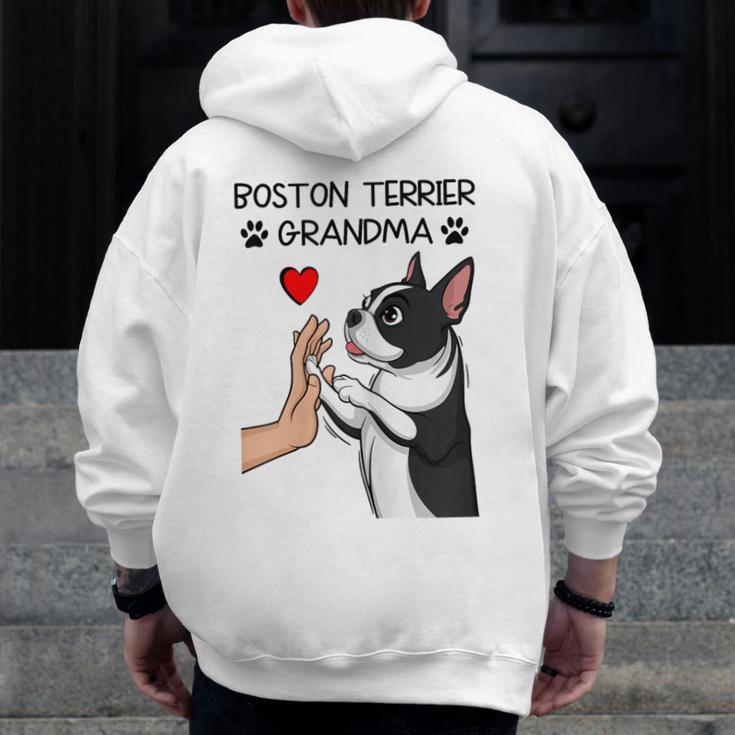 Boston Terrier Grandma Mother's Day Dog Mom Men Zip Up Hoodie Back Print, Couple Gifts, Mom Gifts, Boston Terrier Mom Gifts, funny design