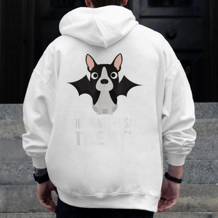 Boston Terrier Halloween Shirt Did Someone Say Treat Men Zip Up Hoodie Back Print, Boston Terrier Halloween Gifts, funny design