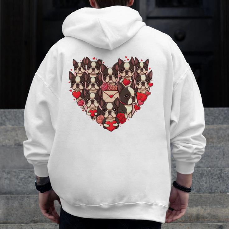 Boston Terrier Heart Valentine Boston Terrier Men Zip Up Hoodie Back Print, funny design