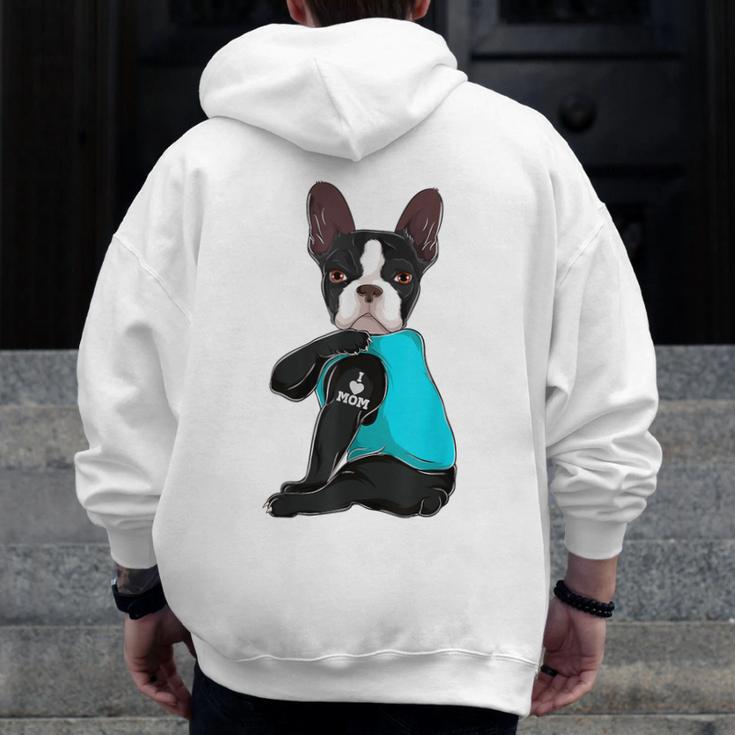 Boston Terrier I Love Mom Apparel Men Zip Up Hoodie Back Print, Couple Gifts, Mom Gifts, Boston Terrier Mom Gifts, funny design