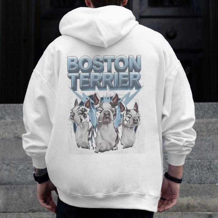 Boston Terrier Men Zip Up Hoodie Back Print, funny design