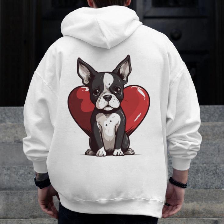 Boston Terrier Mom Dad Bostie Dog Lover Valentines Day Men Zip Up Hoodie Back Print, Couple Gifts, Mom Gifts, Boston Terrier Dad Gifts, Boston Terrier Mom Gifts, funny design