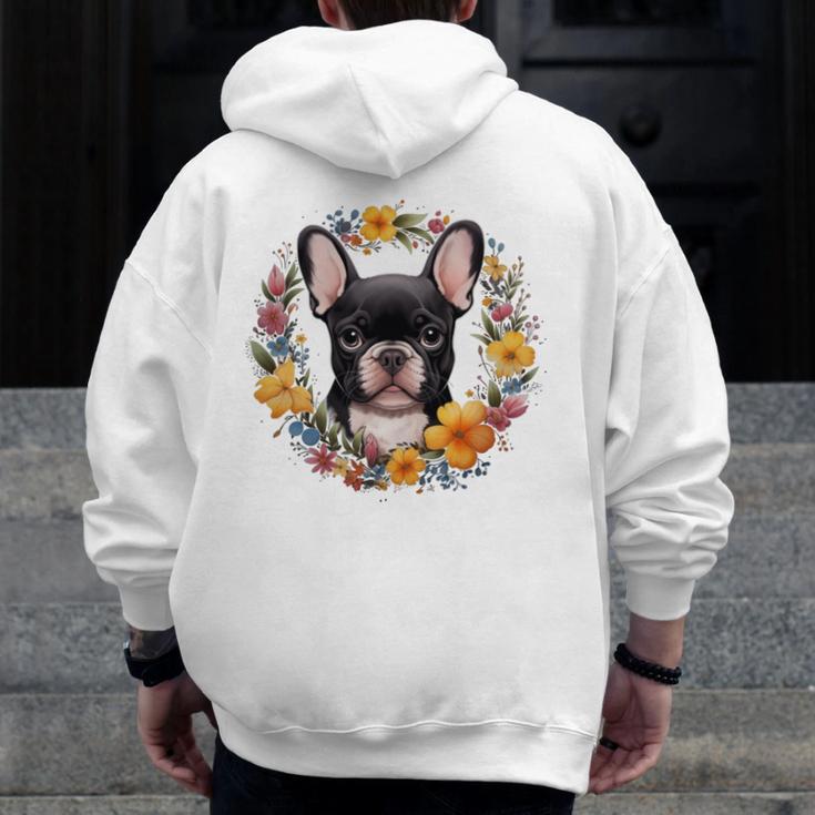 Boston Terrier Mom Floral Bostie Dog Lover Flowers Cute Men Zip Up Hoodie Back Print, Couple Gifts, Mom Gifts, Boston Terrier Mom Gifts, funny design