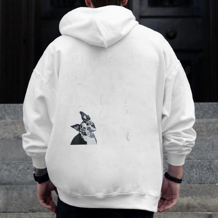 Boston Terrier Reading Books Love My Dog Men Women Kids T-Shirt Men Zip Up Hoodie Back Print, funny design