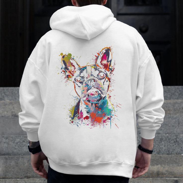 Boston Terrier Splash Men Zip Up Hoodie Back Print, funny design