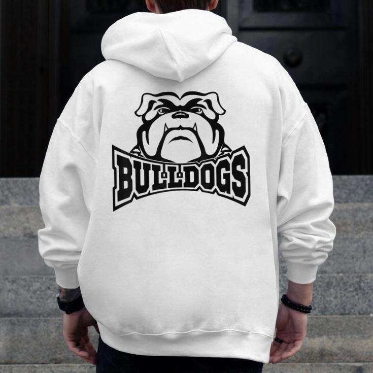 Bulldogs Teacher Student School Sports Fan Team Spirit Men Zip Up Hoodie Back Print, funny design