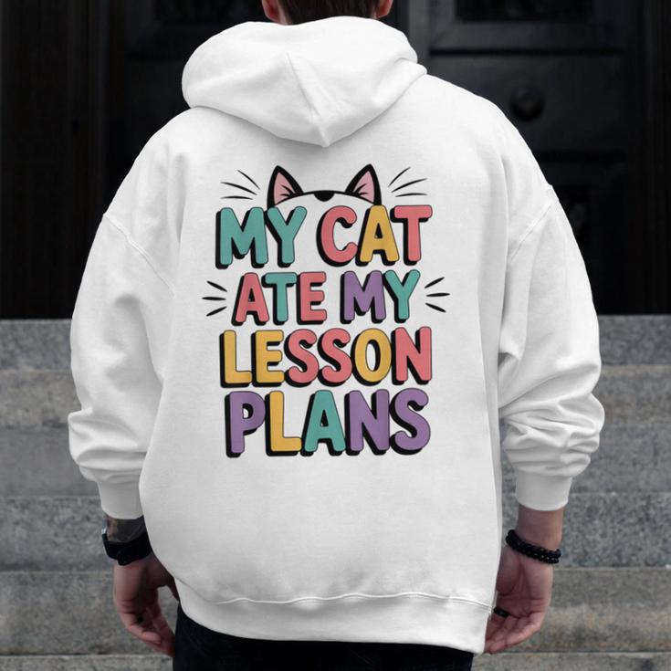 My Cat Ate My Lesson Plans Teacher Cat Humor Men Zip Up Hoodie Back Print, funny design My Cat Ate My Lesson Plans Teacher Cat Humor Men Zip Up Hoodie Back Print, funny design