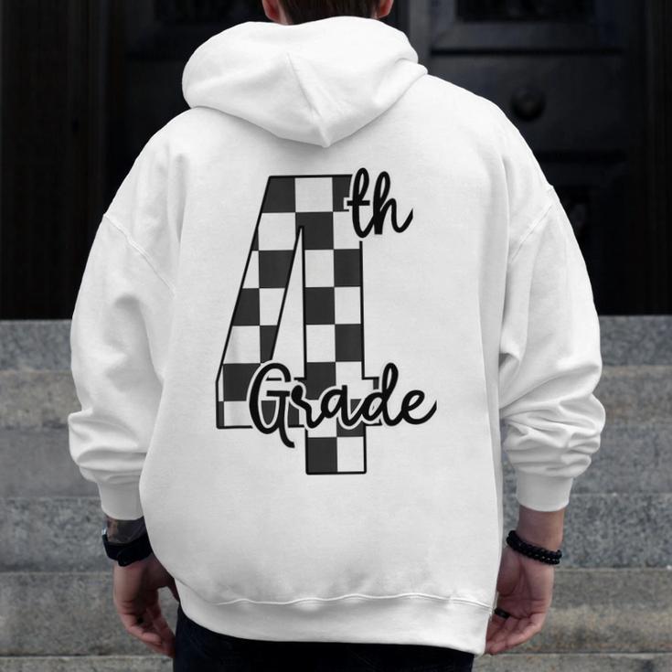 Checkered Fourth Grade Back To School Teachers Students Men Zip Up Hoodie Back Print, funny design Checkered Fourth Grade Back To School Teachers Students Men Zip Up Hoodie Back Print, funny design