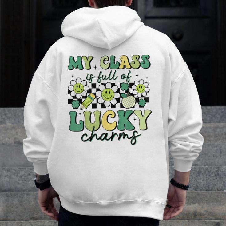 My Class Is Full Of Lucky Charms St Patricks Day Teacher Men Zip Up Hoodie Back Print, funny design