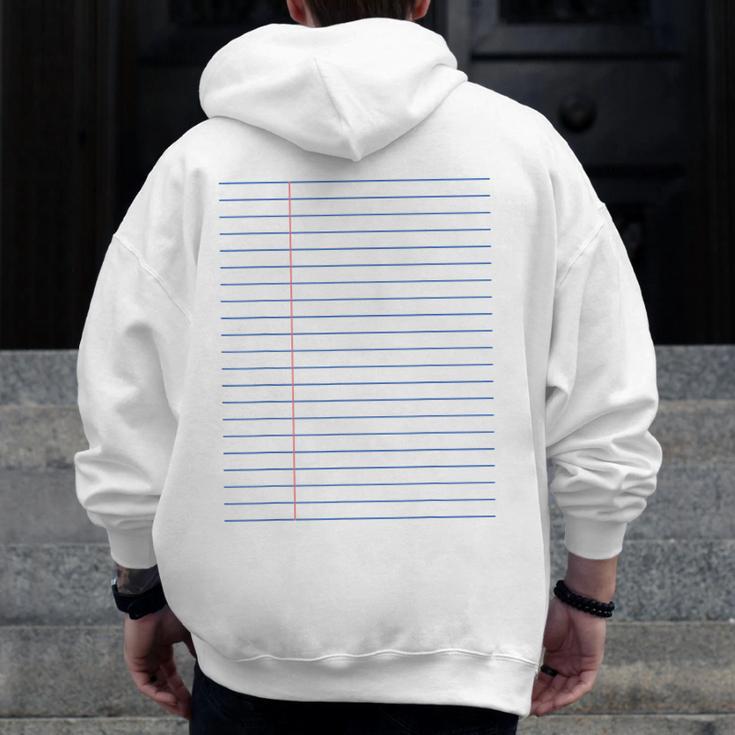 Colleged Ruled Paper Lined Writer Student Professor Teacher Men Zip Up Hoodie Back Print, funny design Colleged Ruled Paper Lined Writer Student Professor Teacher Men Zip Up Hoodie Back Print, funny design