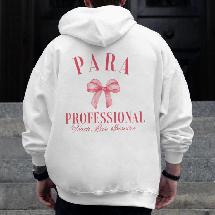 Coquette Bow Paraprofessional School Para Squad Teacher Aide Men Zip Up Hoodie Back Print, funny design Coquette Bow Paraprofessional School Para Squad Teacher Aide Men Zip Up Hoodie Back Print, funny design