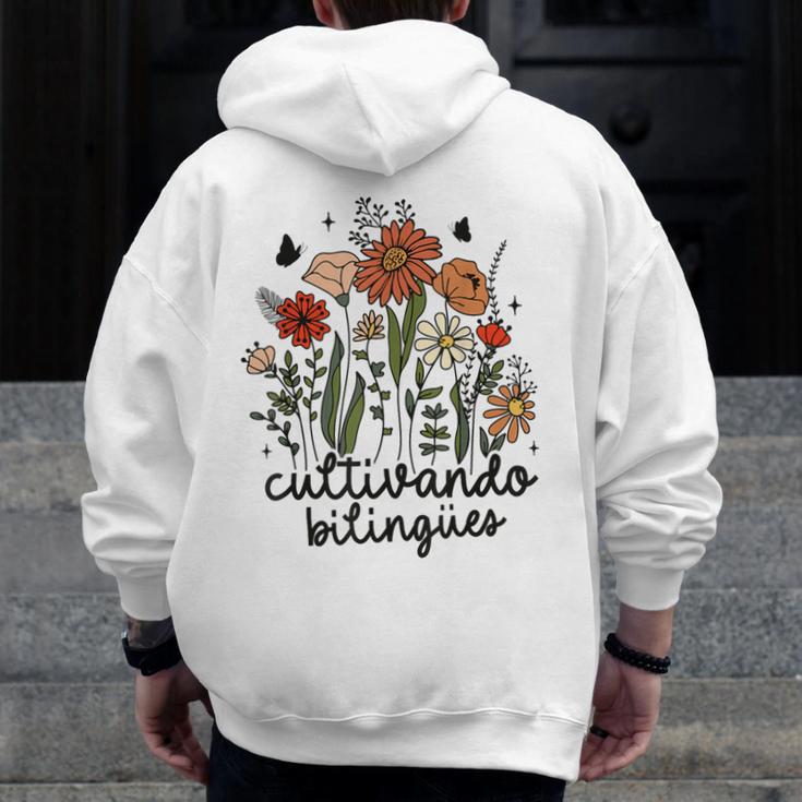 Cultivando Bilingues Dual Language Crew Bilingual Teacher Men Women Girls Kids Men Zip Up Hoodie Back Print, funny design
