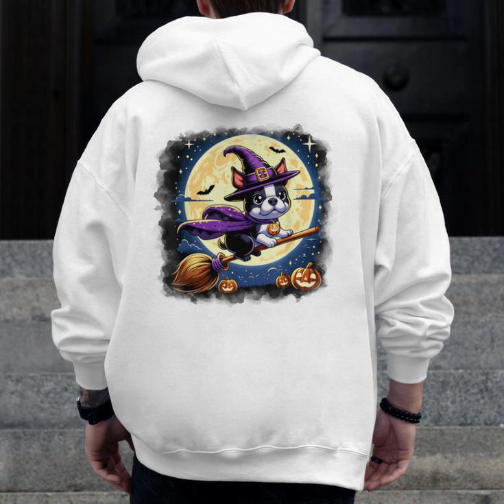 Cute Boston Terrier Halloween Costume Dog Lover Women Girls Men Zip Up Hoodie Back Print, Boston Terrier Halloween Gifts, funny design