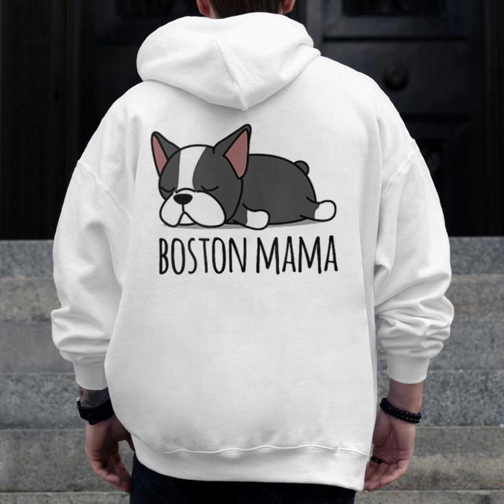 Cute Boston Terrier Boston Mama Men Zip Up Hoodie Back Print, funny design