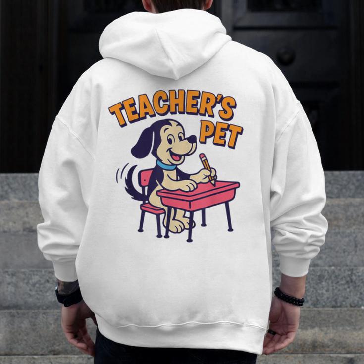 Cute Elementary School Student Dog Teacher's Pet Men Zip Up Hoodie Back Print, funny design